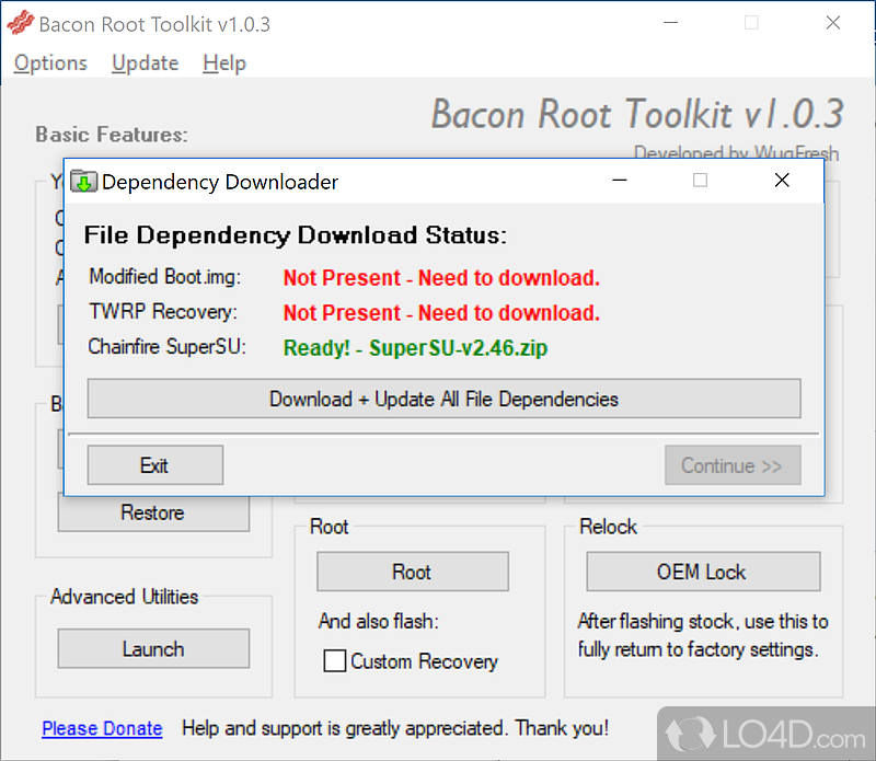Allows Android users to root their devices in easy steps - Screenshot of Bacon Root Toolkit