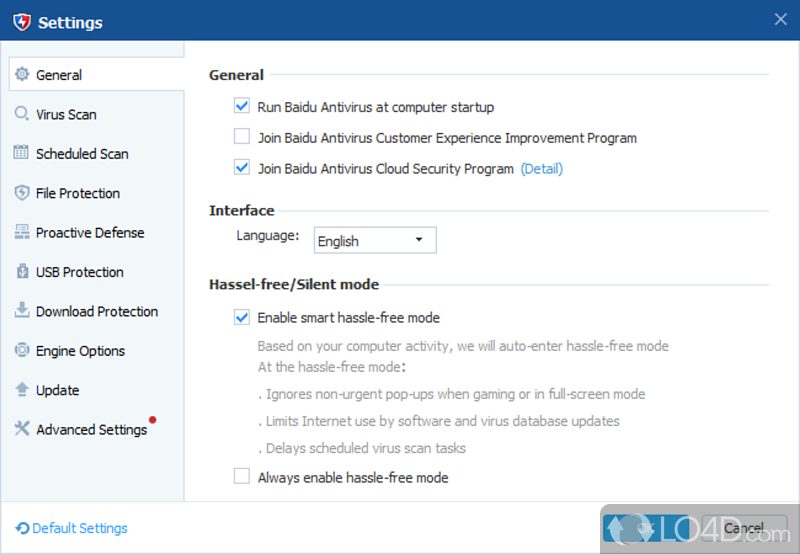 Laid out intuitively - Screenshot of Baidu Antivirus