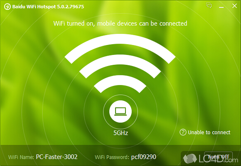 Create a wireless Internet hotspot to which connect with phone, even being able to transfer files from - Screenshot of Baidu WiFi Hotspot