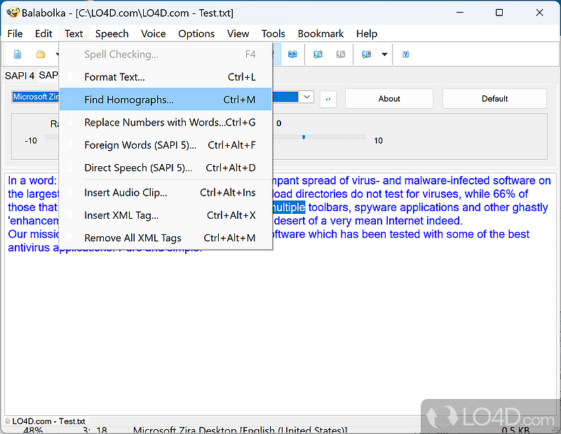 A solid text-to-speech software - Screenshot of Balabolka