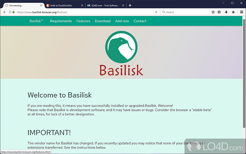 Basilisk screenshot