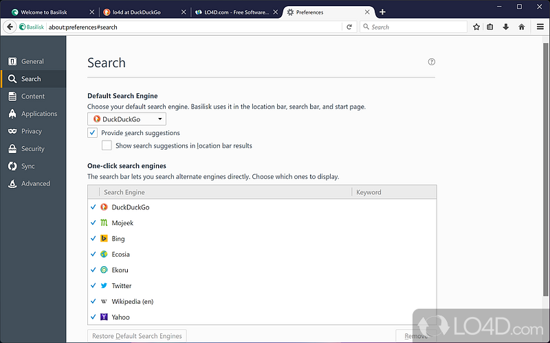 A Firefox alternative with support for legacy extensions - Screenshot of Basilisk