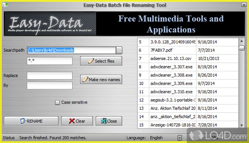 User-friendly interface - Screenshot of Easy-Data Batch File Renamer