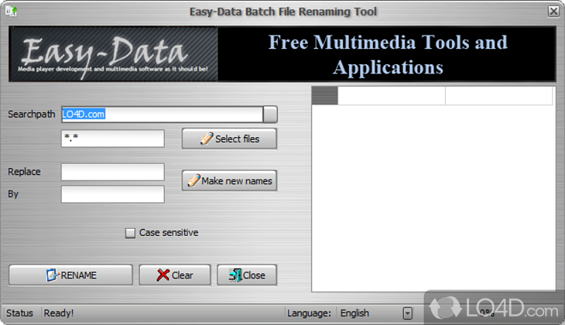 -Data Batch File Renaming Tool - Screenshot of Easy-Data Batch File Renamer