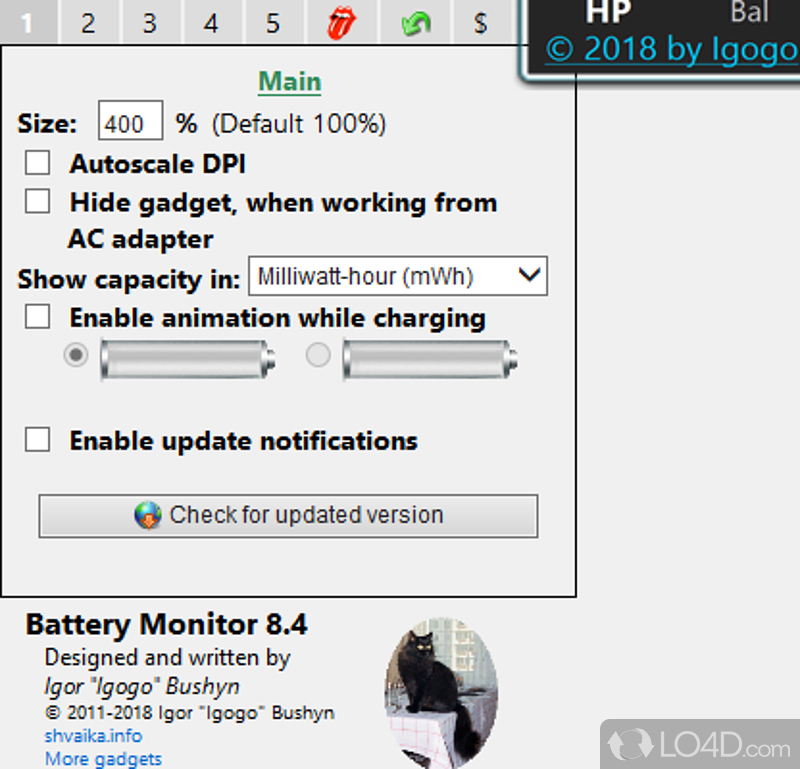 Battery info on the desktop - Screenshot of Battery Monitor