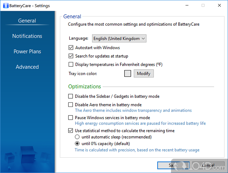 Helps improve the life of your laptop battery - Screenshot of BatteryCare