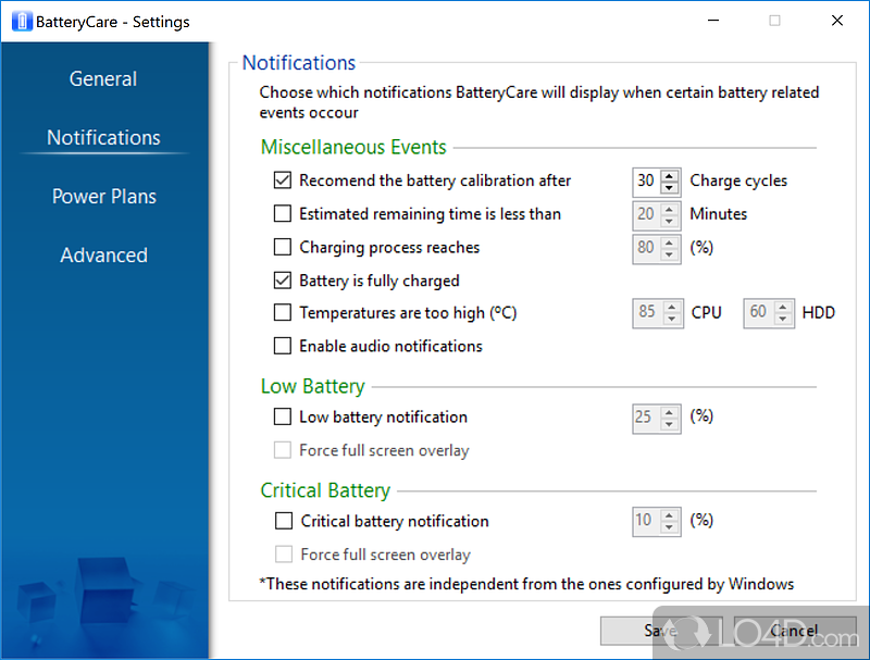 View thorough details and choose a power plan - Screenshot of BatteryCare