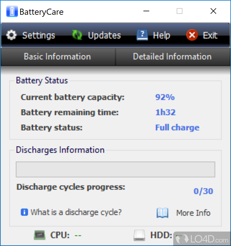View in-depth details regarding laptop's battery - Screenshot of BatteryCare