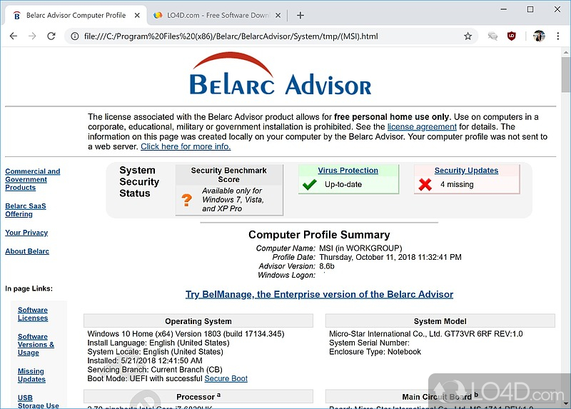 belarc advisor portable download