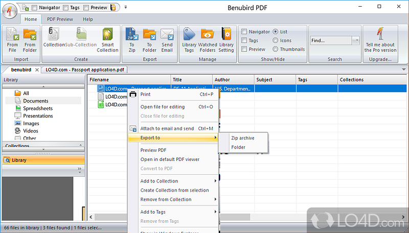 Convert files to PDF and configure app settings - Screenshot of Benubird PDF