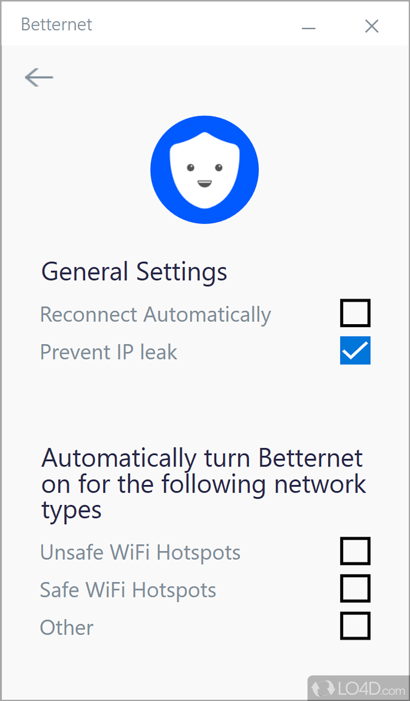 A fast, encrypted, and easy-to-use interface - Screenshot of Betternet