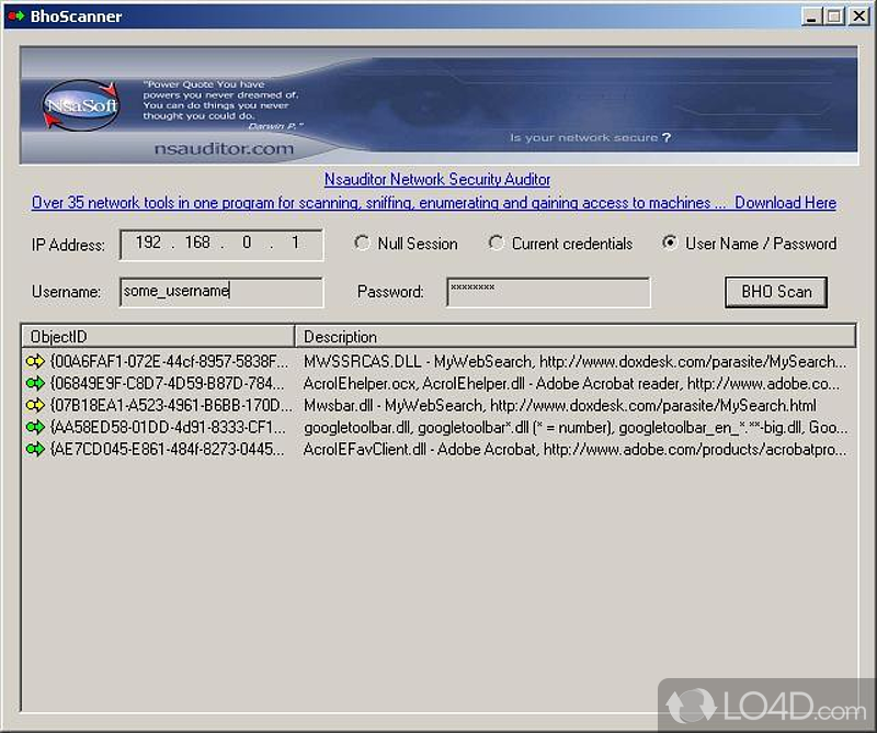BhoScanner: Scan for BHOs - Screenshot of BhoScanner