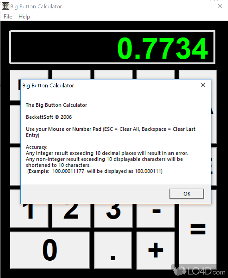 Big Button Calculator: User interface - Screenshot of Big Button Calculator