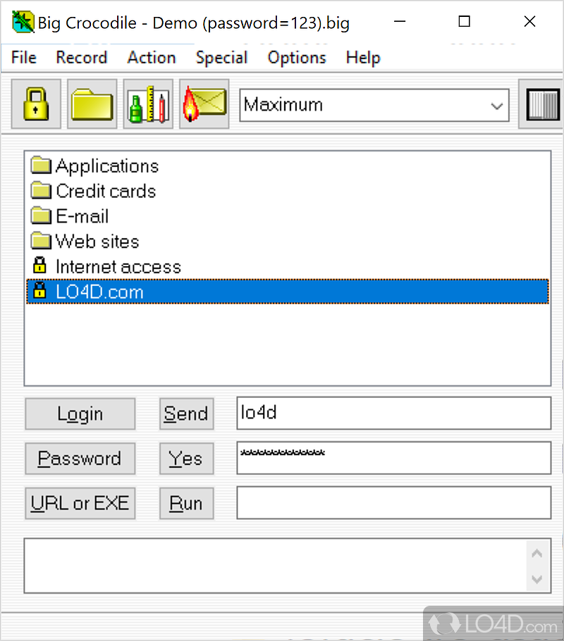 Is a powerful and secure password manager - Screenshot of Big Crocodile