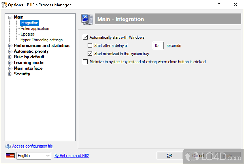 Bill2's Process Manager: User interface - Screenshot of Bill2's Process Manager