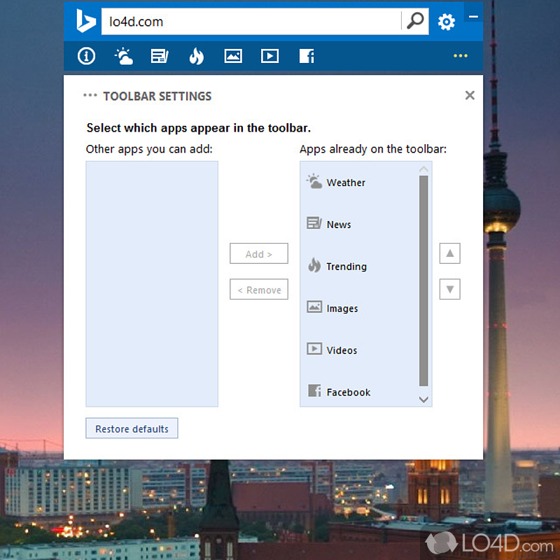 Use Bing search engine from desktop - Screenshot of Bing Desktop