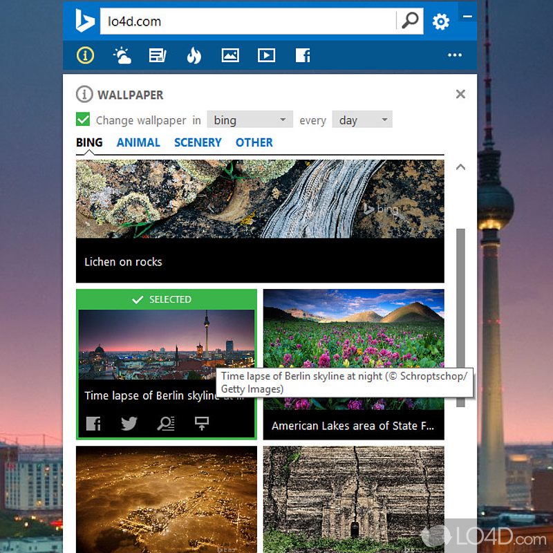 The beauty of the Bing homepage to your Windows desktop - Screenshot of Bing Desktop