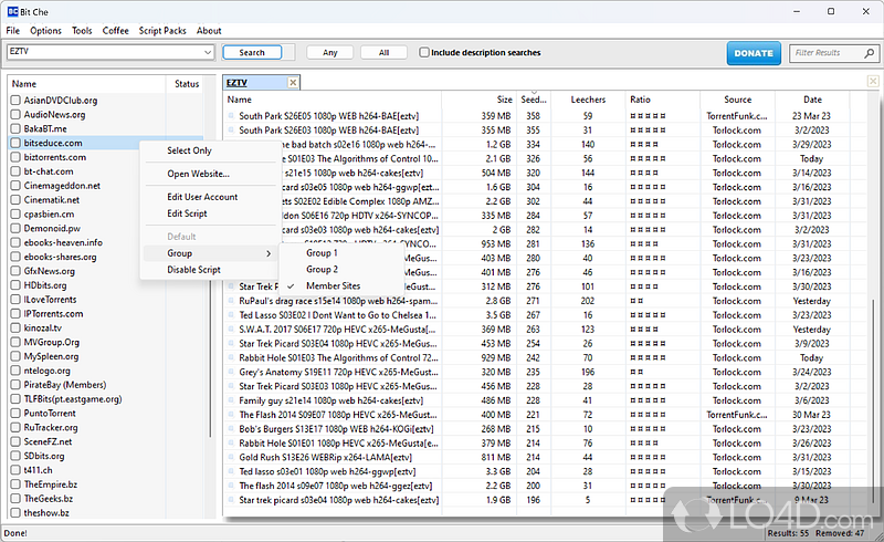 Several configuration settings - Screenshot of Bit Che