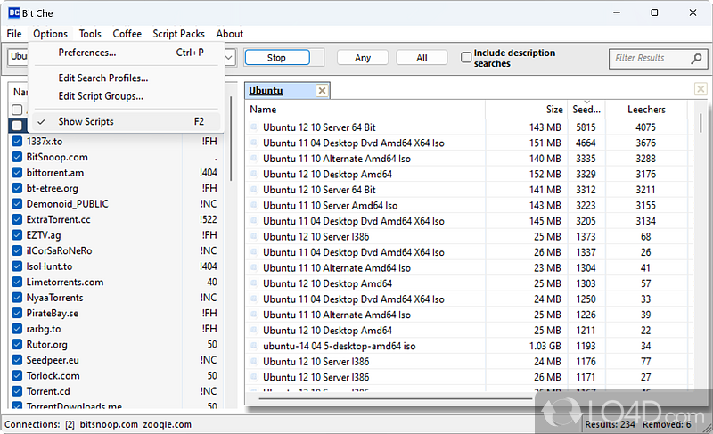 Search and discover torrents by ratio, seeders and other criteria - Screenshot of Bit Che