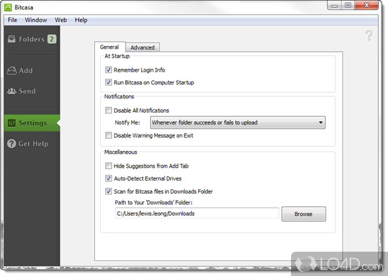 Easy copying and uploading of files - Screenshot of Bitcasa