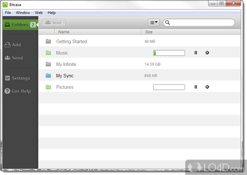 Keep it running for constant access to files - Screenshot of Bitcasa