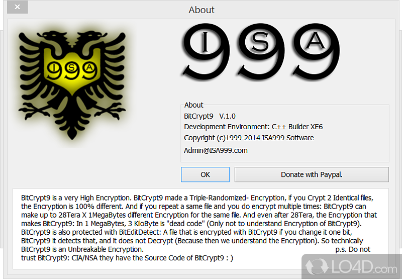 BitCrypt9: User interface - Screenshot of BitCrypt9