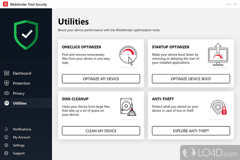 Anti-virus, personal firewall, backup solution, network management tool and more - Screenshot of Bitdefender Total Security