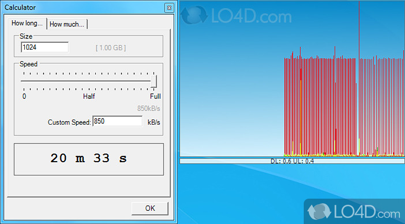 Compute how much data you can use - Screenshot of Bitmeter II