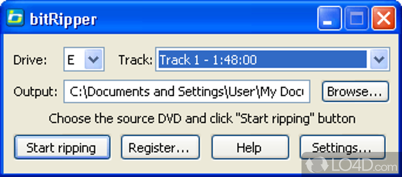 On-the-fly DVD to AVI converter - Screenshot of bitRipper