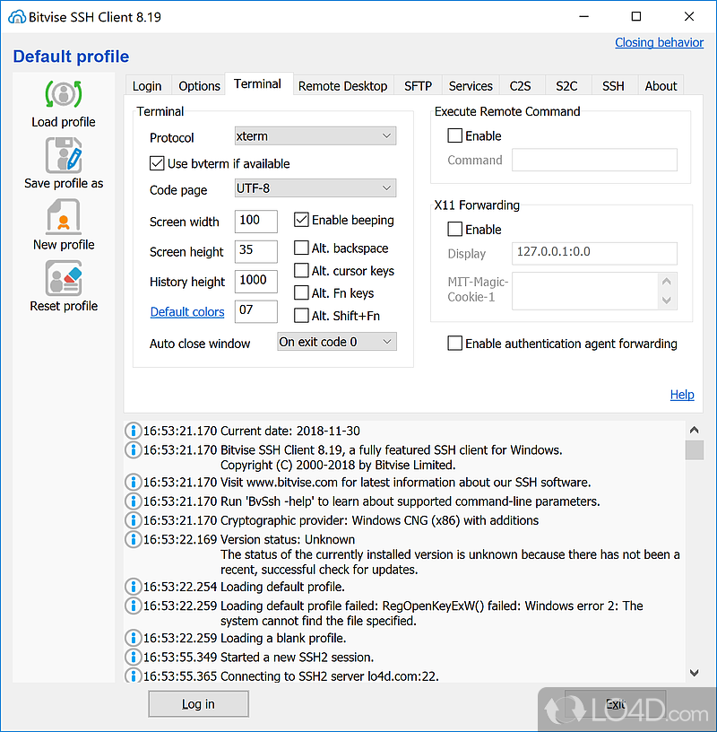 File transfer client - Screenshot of Bitvise SSH Client