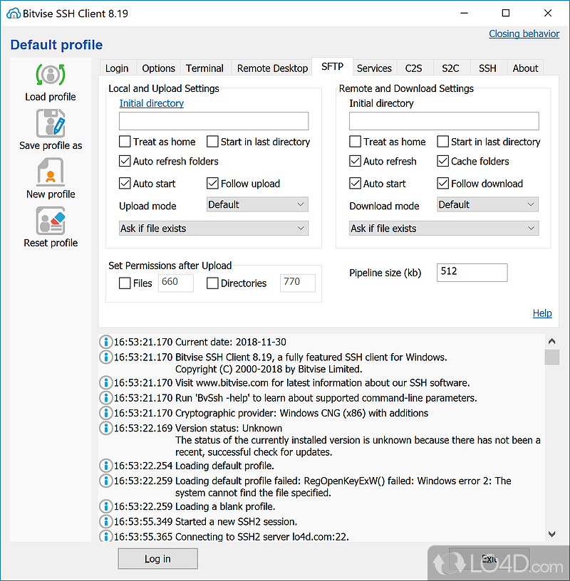Bitvise SSH Client: PowerShell - Screenshot of Bitvise SSH Client
