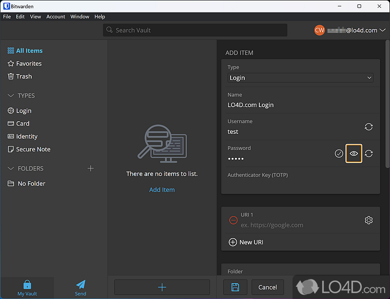 Desktop version of the popular password manager, allowing you to store login data, credit - Screenshot of Bitwarden