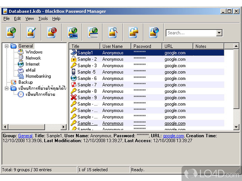 BBox for Windows stores passwords for - Screenshot of BlackBox Password Manager