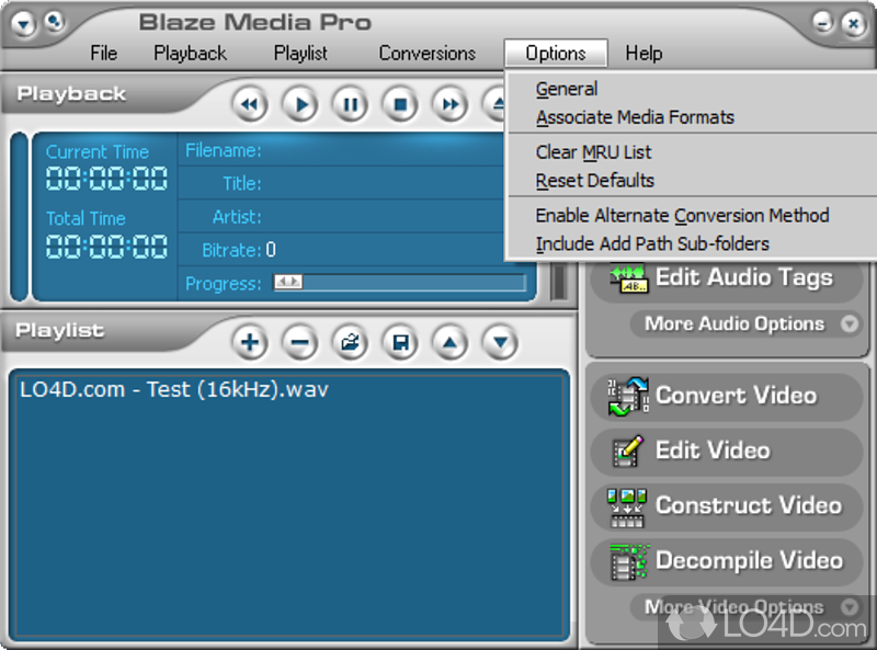 Video and audio converter, burner, editor - Screenshot of Blaze Media Pro