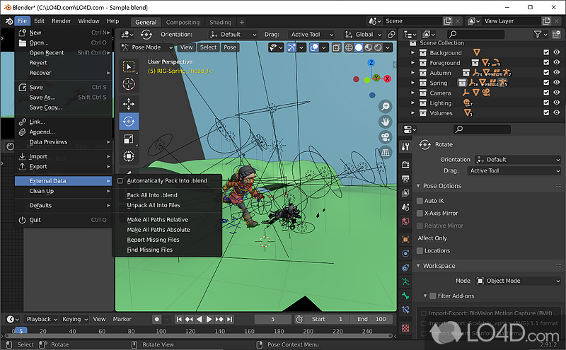 Create 3D animations and renderer for images - Screenshot of Blender