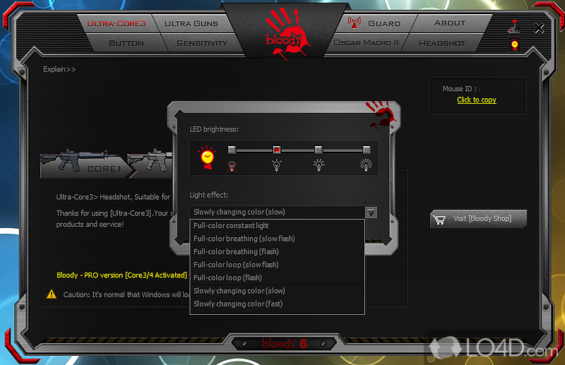 Controls and tweaks the settings of Bloody keyboard and mice - Screenshot of Bloody6