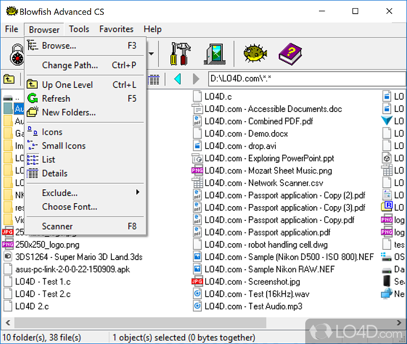 Provides older-style encryption for files and folders - Screenshot of Blowfish Advanced CS