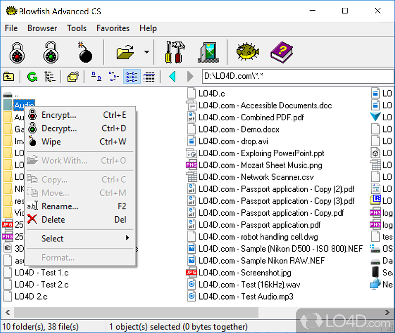 Encrypt your private documents using various algorithms - Screenshot of Blowfish Advanced CS