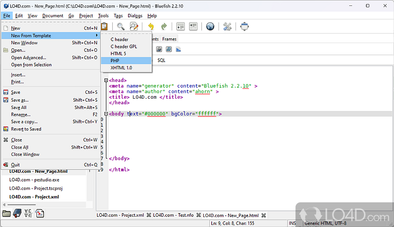 Code With Efficiency, Power And Open-Source Principles Behind You - Screenshot of Bluefish