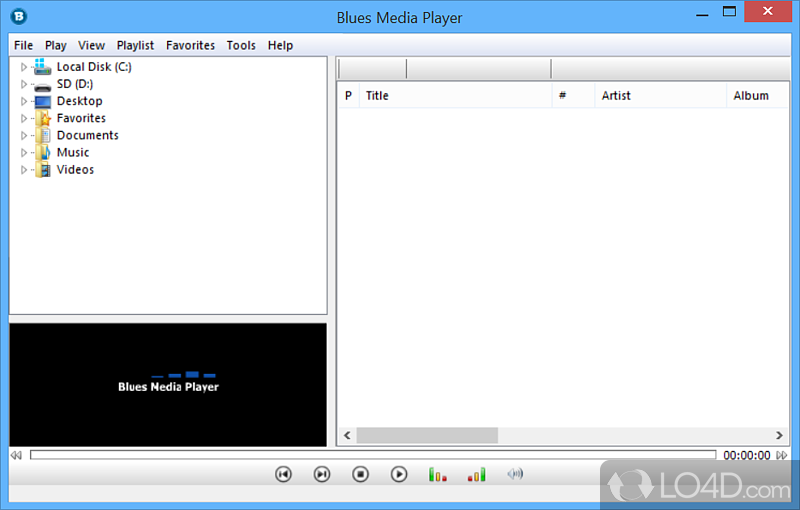 Enables you to easily play audio and video files from hard drive, CDs, DVDs, BDs, USB flash drives and other removable drives - Screenshot of Blues Media Player