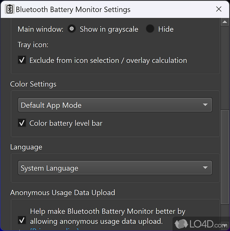 Lets you set the threshold when it should alert you - Screenshot of Bluetooth Battery Monitor