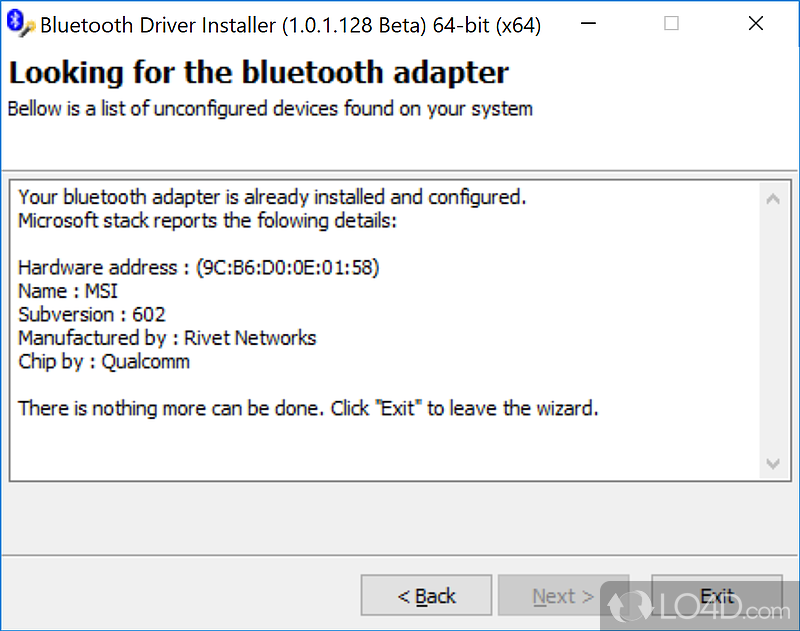 Ensures a proper functioning of your bluetooth device - Screenshot of Bluetooth Driver Installer