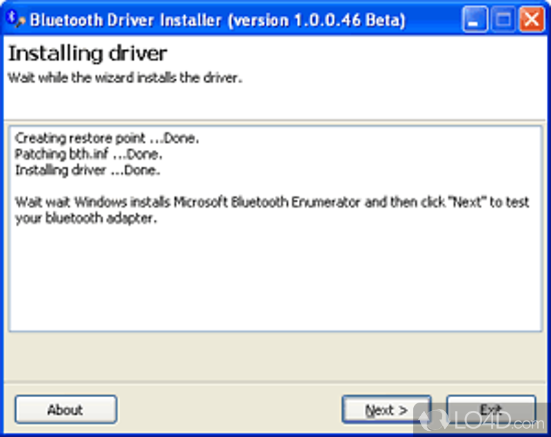 Quick and easy to use - Screenshot of Bluetooth Driver Installer
