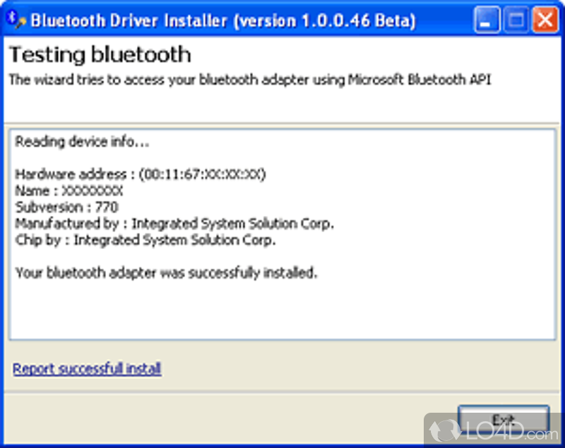 It makes the bluetooth to work by installing a driver - Screenshot of Bluetooth Driver Installer