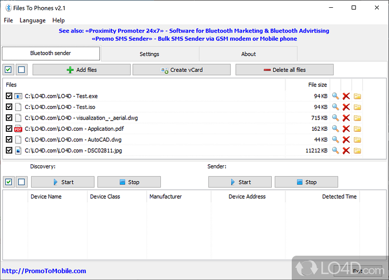 Transfer files between PC and mobile phone - Screenshot of Bluetooth Phone Transfer Software