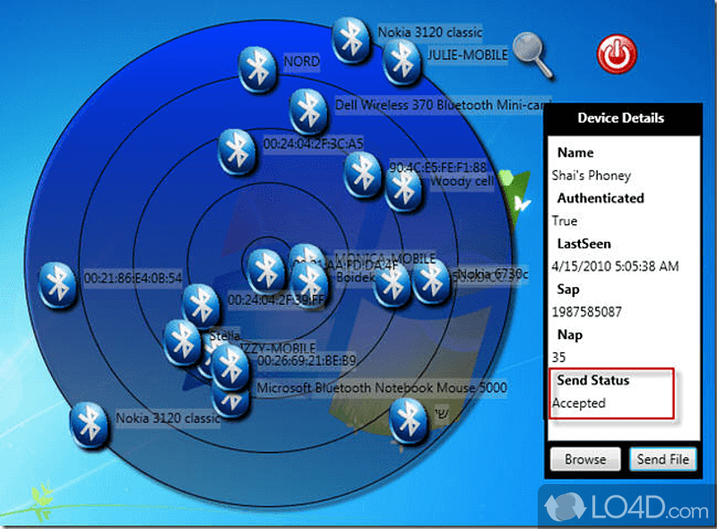 Easy way to share files - Screenshot of Bluetooth Radar
