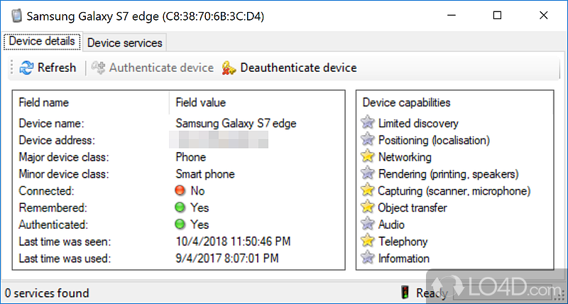 Bluetooth network scanner for Windows SP1 - Screenshot of Bluetooth Scanner