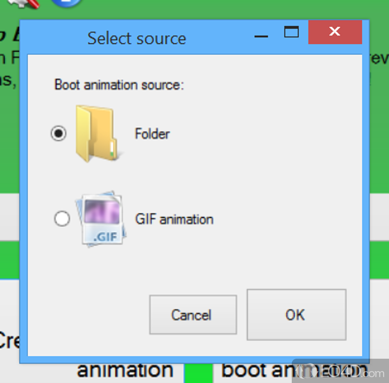 Boot Animation Factory: User interface - Screenshot of Boot Animation Factory