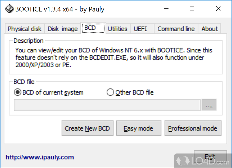 Built-in partition manager - Screenshot of Bootice