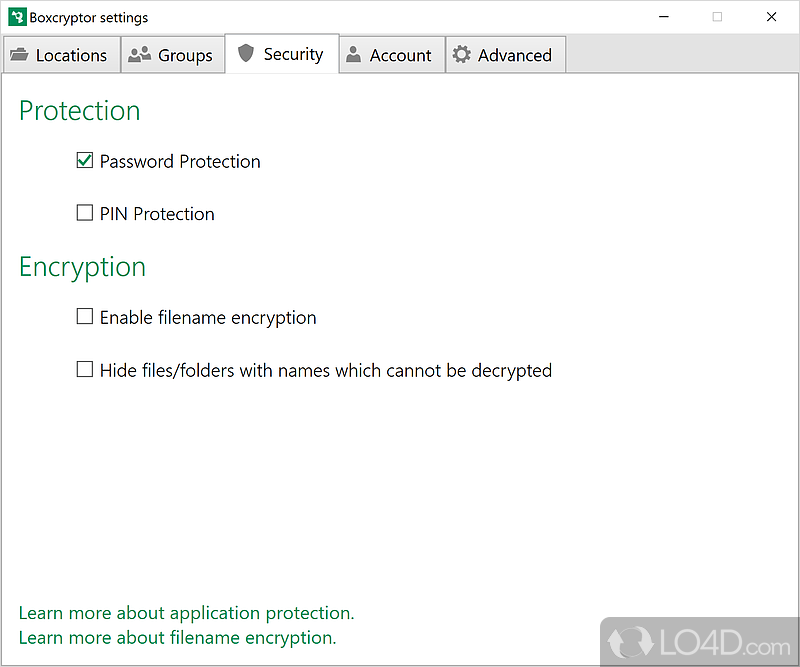 Simple configuration - Screenshot of BoxCryptor